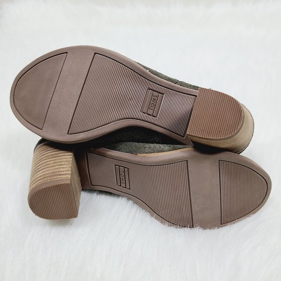 Toms Perforated Suede Peep Toe Majorka Bootie Heel - Picture 8 of 9